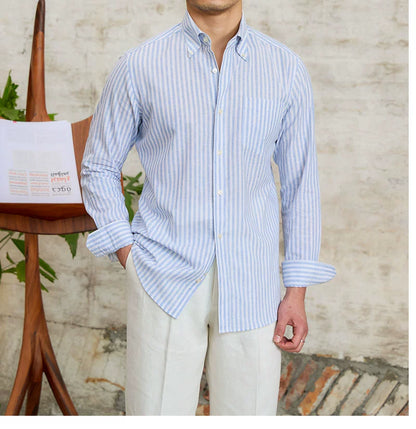 MR. DEER LINEN STRIPED SHIRT