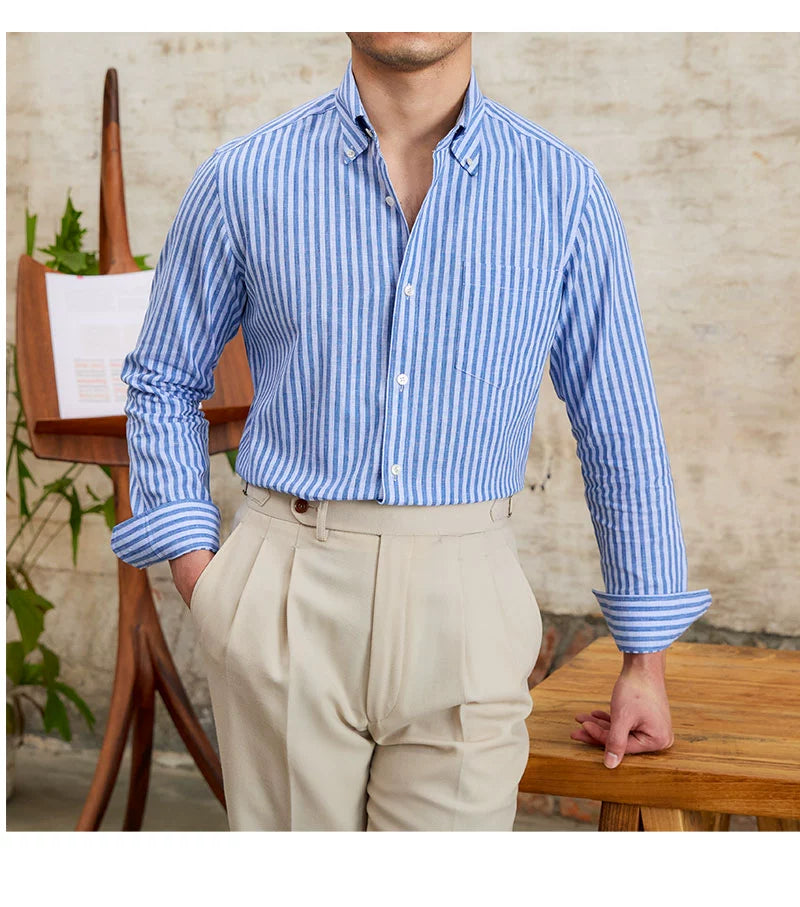 MR. DEER LINEN STRIPED SHIRT