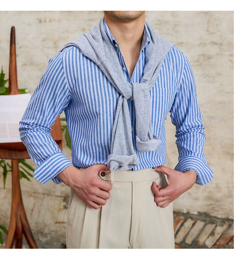 MR. DEER LINEN STRIPED SHIRT