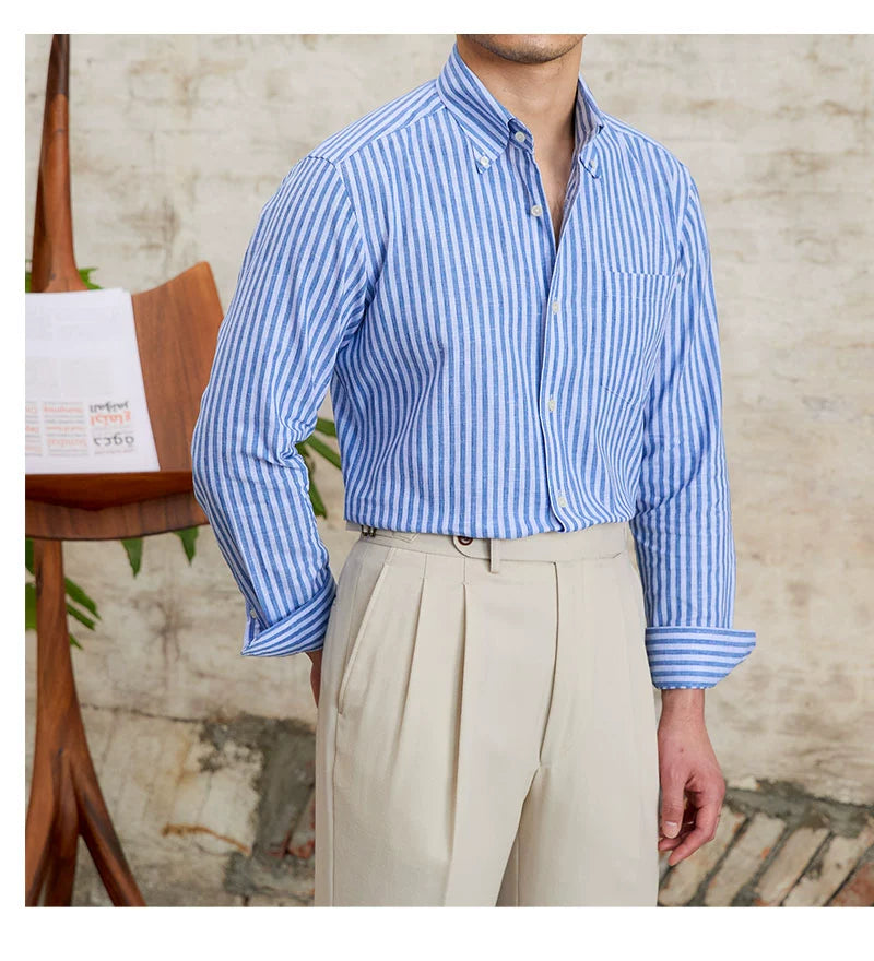 MR. DEER LINEN STRIPED SHIRT