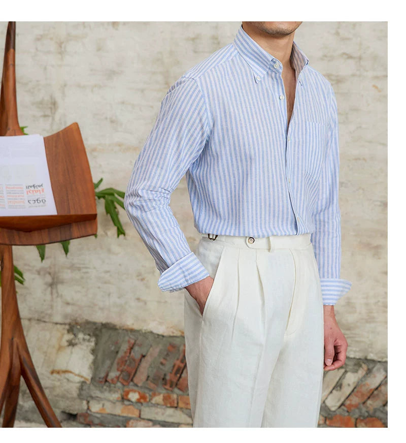 MR. DEER LINEN STRIPED SHIRT