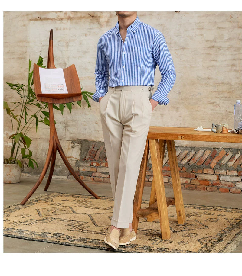 MR. DEER LINEN STRIPED SHIRT