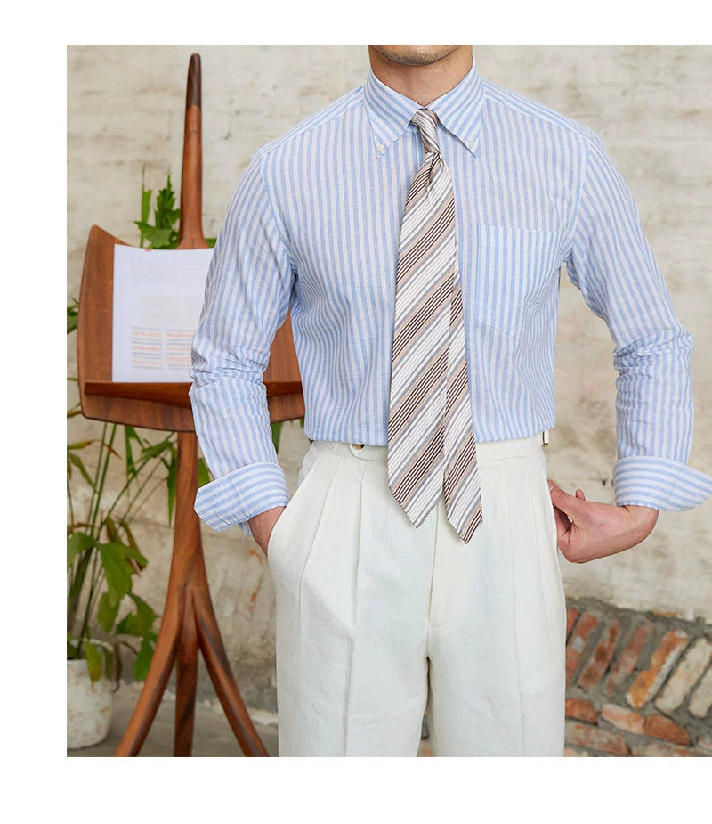 MR. DEER LINEN STRIPED SHIRT