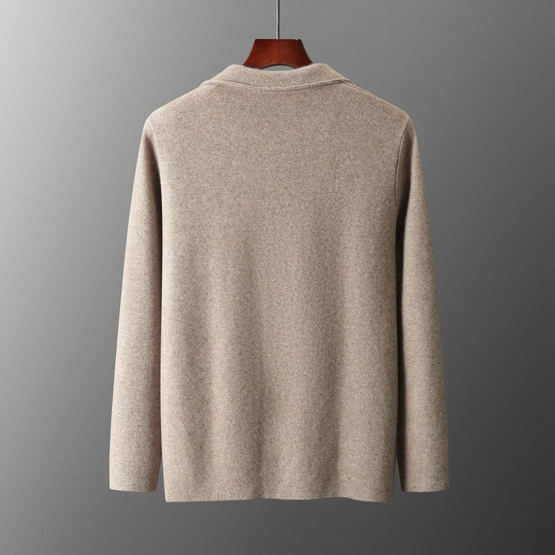 MERINO SUIT COLLAR KNITTED CARDIGAN