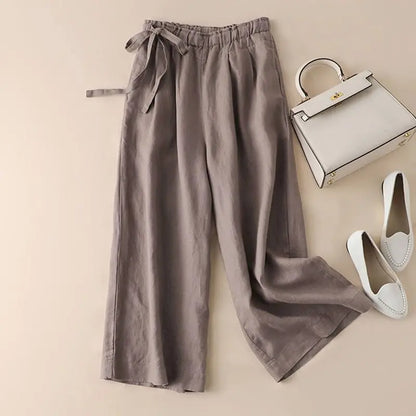 COTTON LINEN STRAIGHT BEACH PANTS