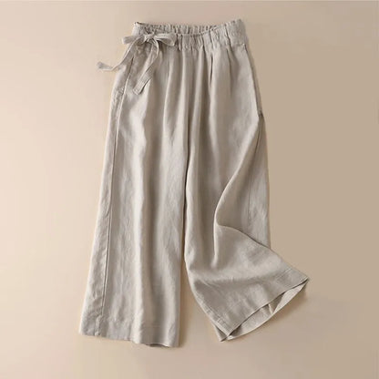 COTTON LINEN STRAIGHT BEACH PANTS