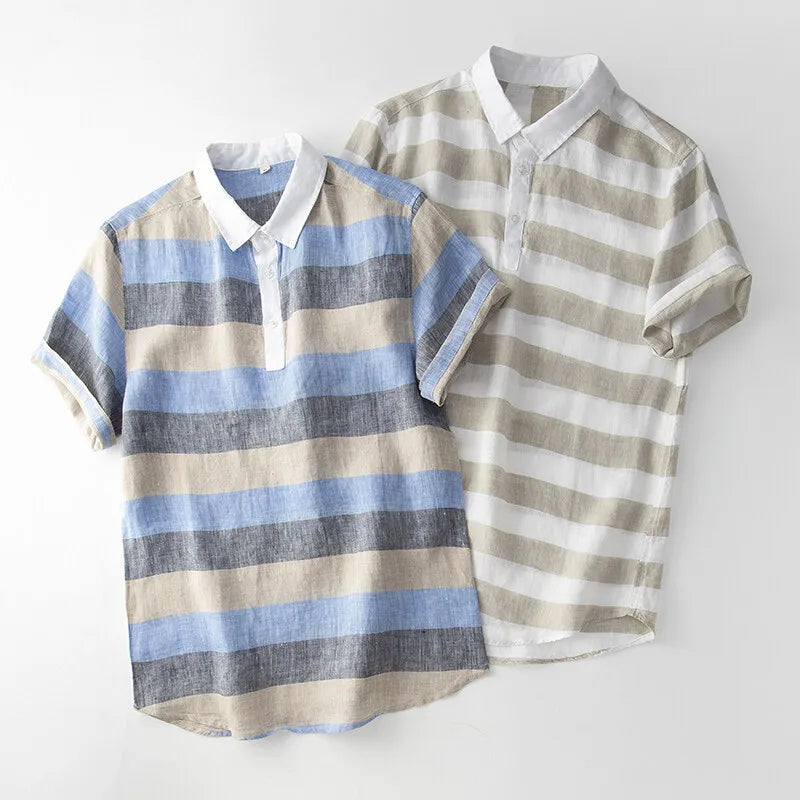 ALFRED STRIPED LINEN TEE