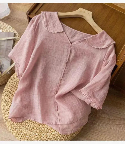 GRACE LINEN LAPEL SHIRT