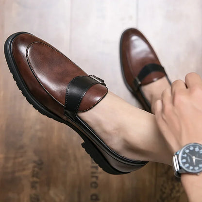 Theo Crest Leather Loafers