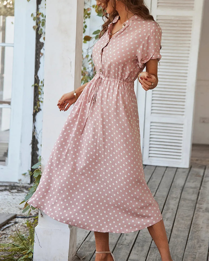 LUCY DOT PRINT MIDI DRESS