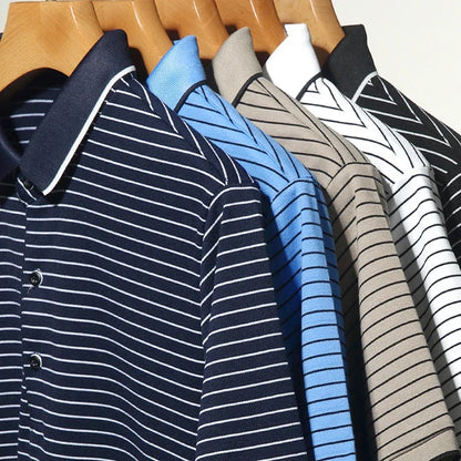 Henley Stripe Polo.