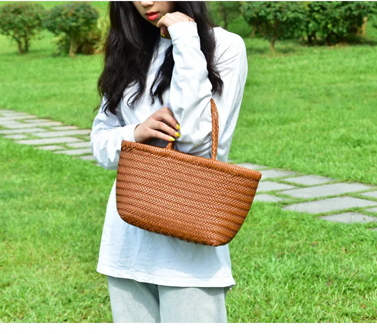 Charlotte Woven Cowhide Tote