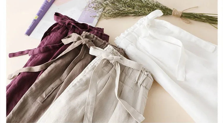 COTTON LINEN STRAIGHT BEACH PANTS