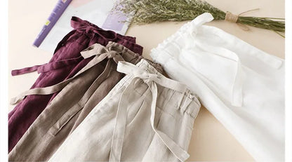 COTTON LINEN STRAIGHT BEACH PANTS