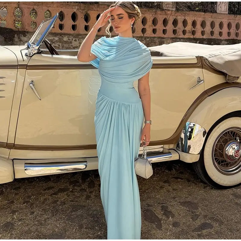 ALEXANDRA DRAPED CAPE MAXI DRESS