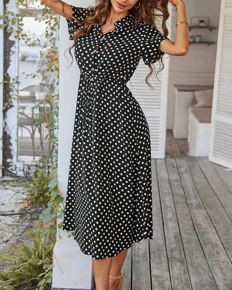 LUCY DOT PRINT MIDI DRESS