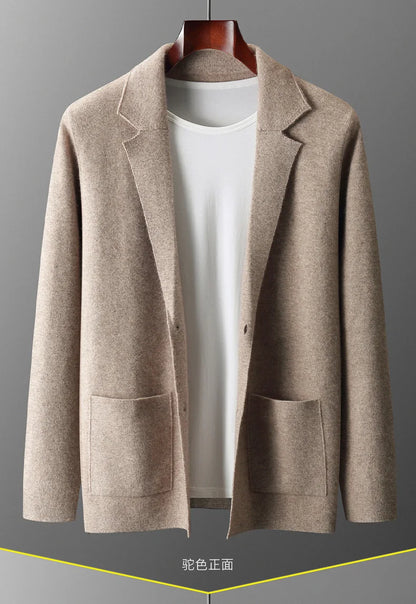 MERINO SUIT COLLAR KNITTED CARDIGAN