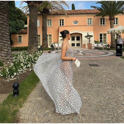 POLKA DOT BACKLESS A-LINE DRESS