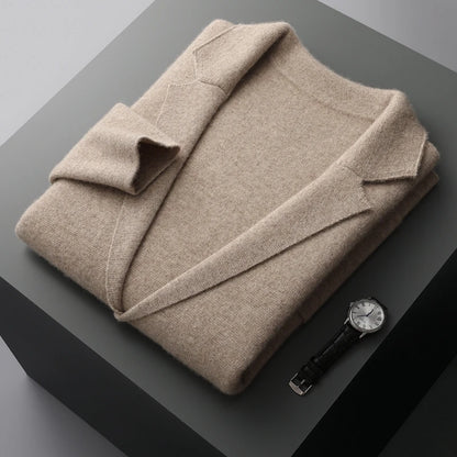 MERINO SUIT COLLAR KNITTED CARDIGAN