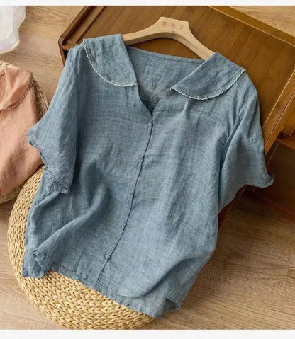 GRACE LINEN LAPEL SHIRT