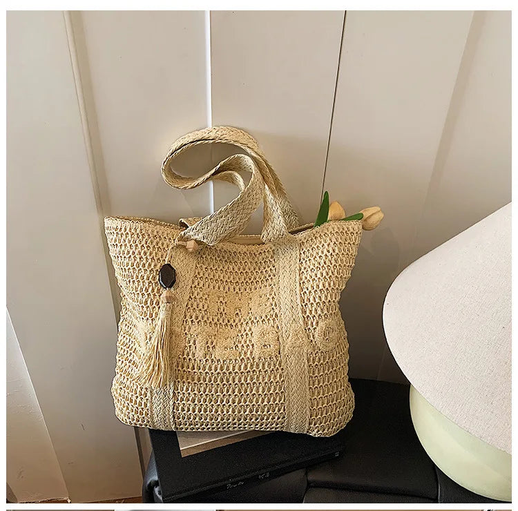 FRENCH WOVEN STRAW TOTE
