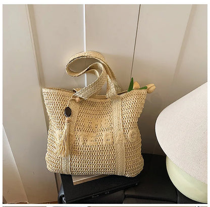 FRENCH WOVEN STRAW TOTE