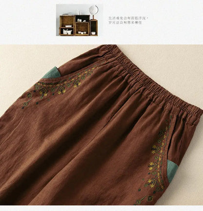 COTTON LINEN STRAIGHT BEACH PANTS