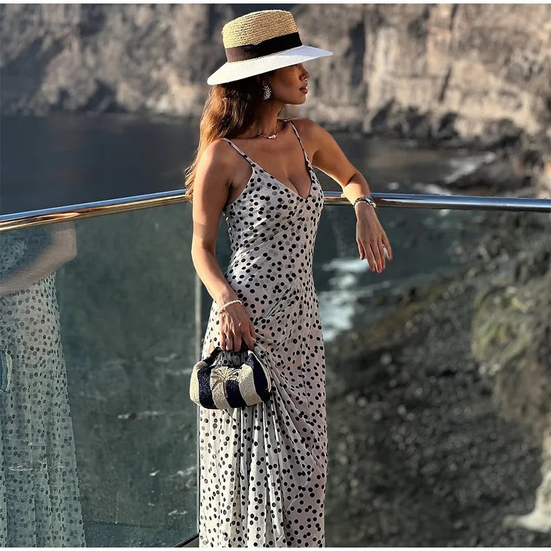 POLKA DOT BACKLESS A-LINE DRESS
