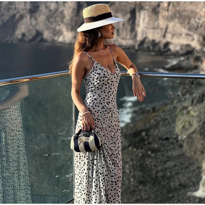 POLKA DOT BACKLESS A-LINE DRESS