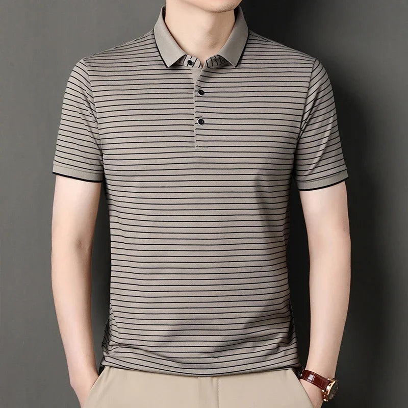 Henley Stripe Polo.