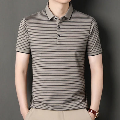 Henley Stripe Polo.