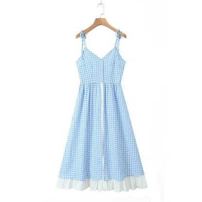 Sienna Blue Plaid Midi Dress