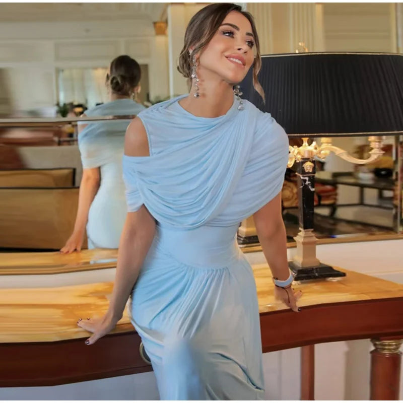 ALEXANDRA DRAPED CAPE MAXI DRESS