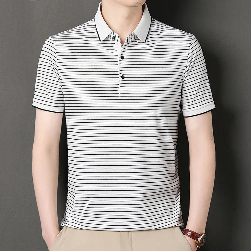 Henley Stripe Polo.