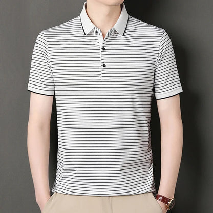 Henley Stripe Polo.