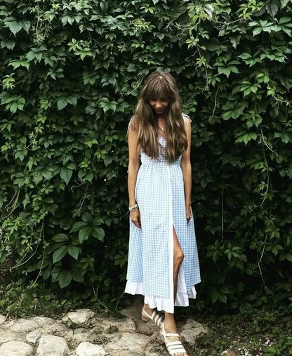 Sienna Blue Plaid Midi Dress