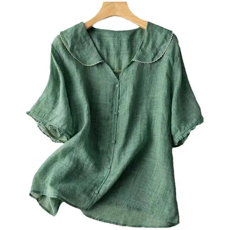 GRACE LINEN LAPEL SHIRT