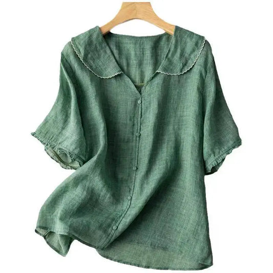 GRACE LINEN LAPEL SHIRT