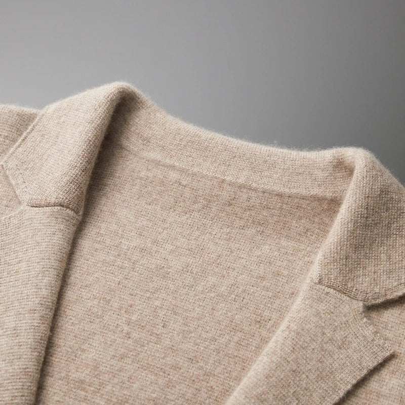 MERINO SUIT COLLAR KNITTED CARDIGAN
