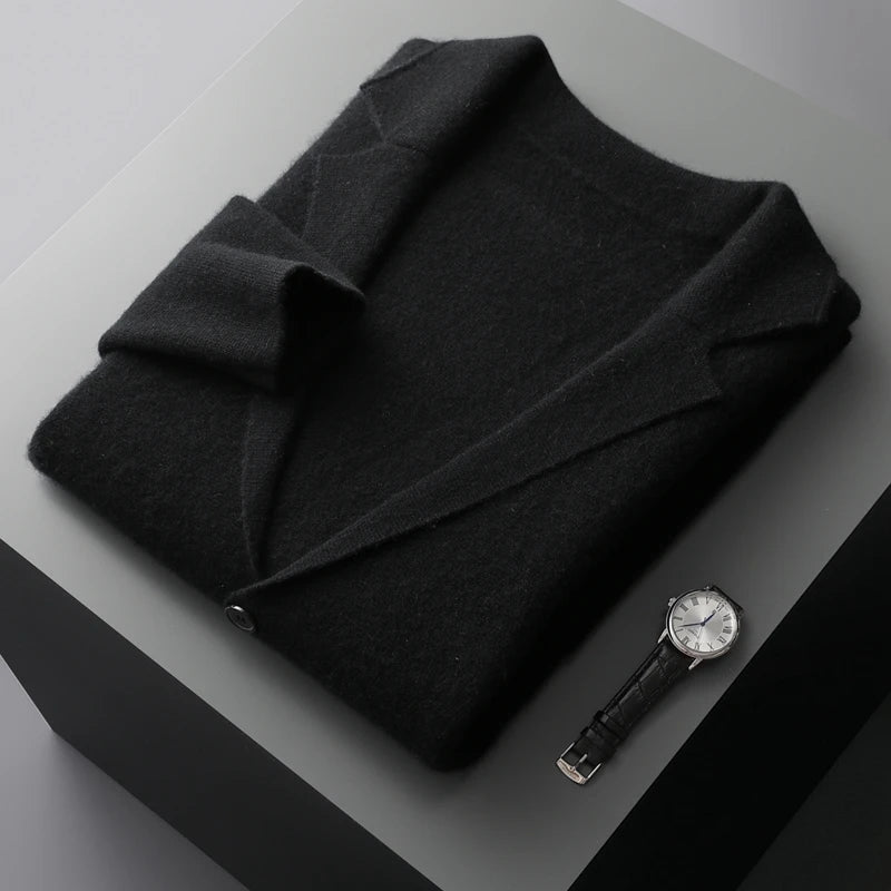 MERINO SUIT COLLAR KNITTED CARDIGAN