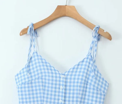 Sienna Blue Plaid Midi Dress
