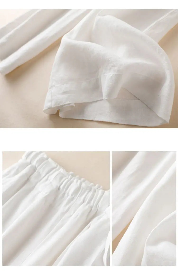 COTTON LINEN STRAIGHT BEACH PANTS