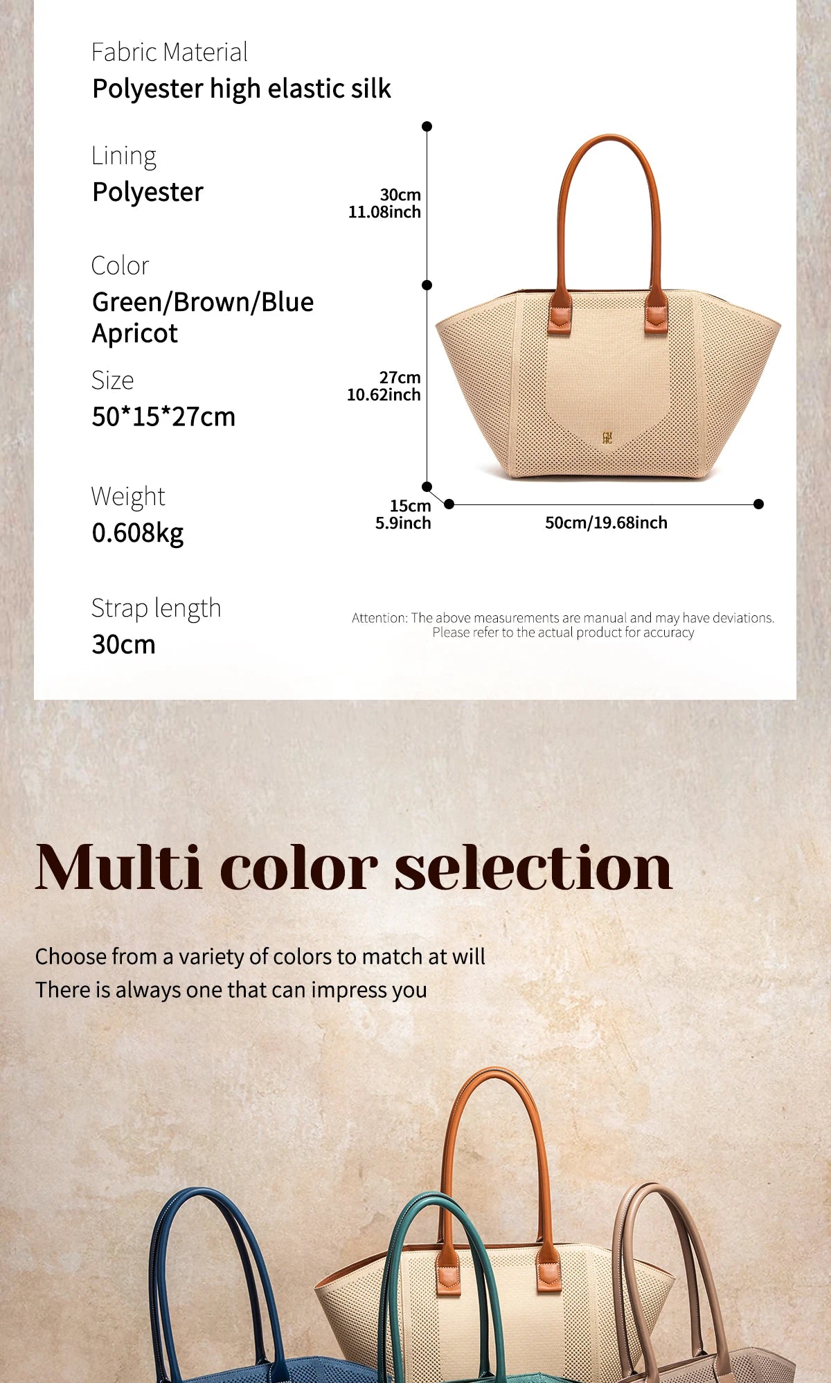 SUMMER FABRIC HOLLOW TOTE – LARGE CAPACITY BEACH BAG