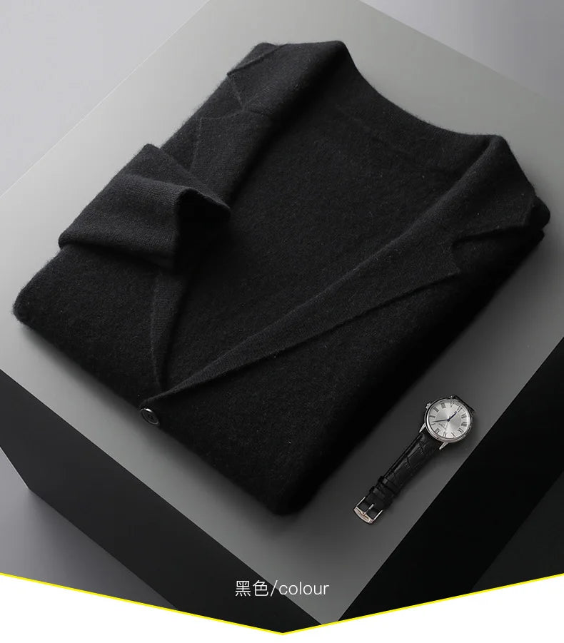 MERINO SUIT COLLAR KNITTED CARDIGAN