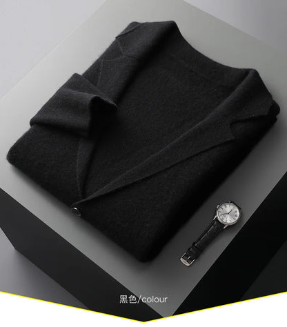 MERINO SUIT COLLAR KNITTED CARDIGAN