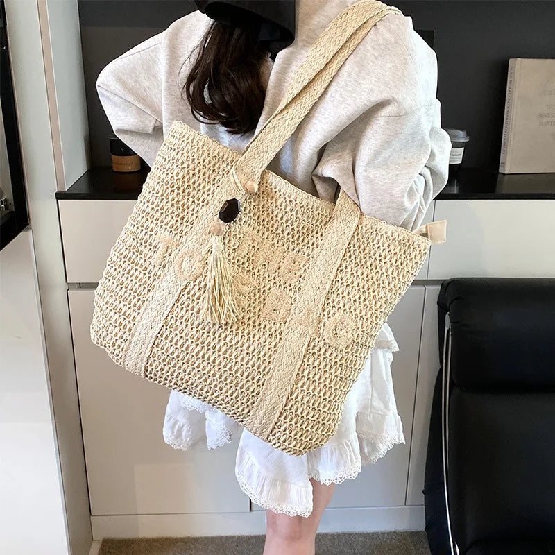 FRENCH WOVEN STRAW TOTE