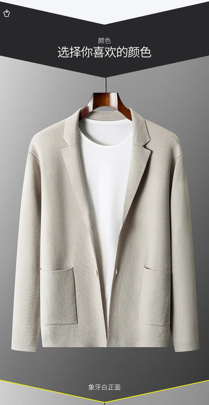 MERINO SUIT COLLAR KNITTED CARDIGAN