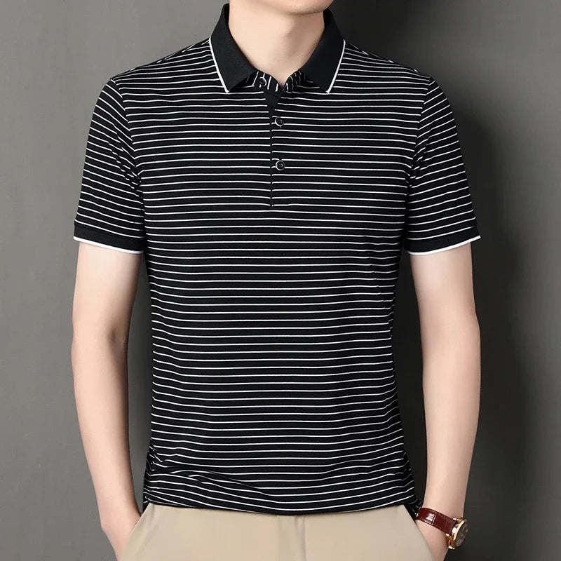 Henley Stripe Polo.