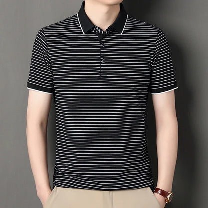 Henley Stripe Polo.