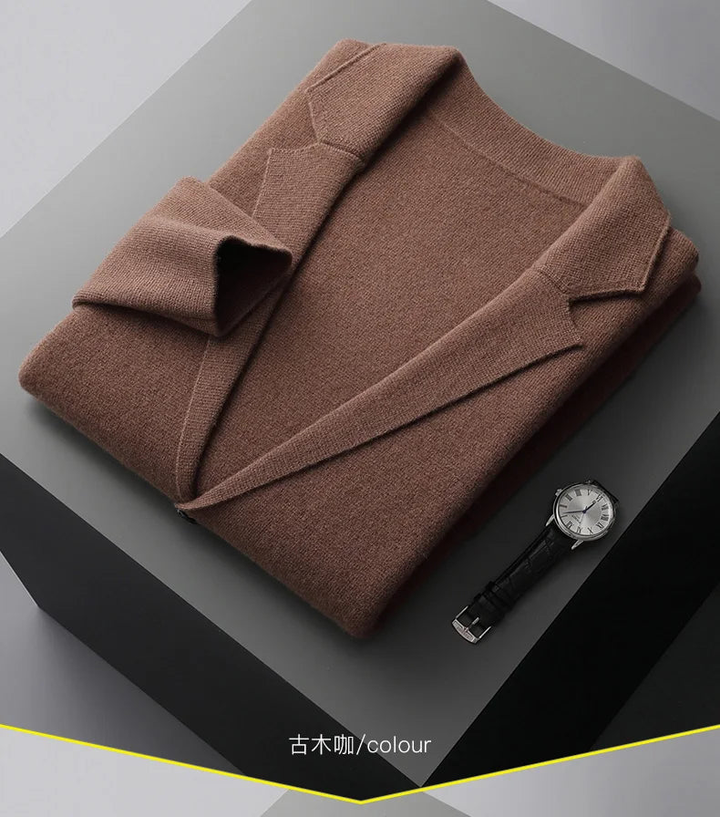 MERINO SUIT COLLAR KNITTED CARDIGAN